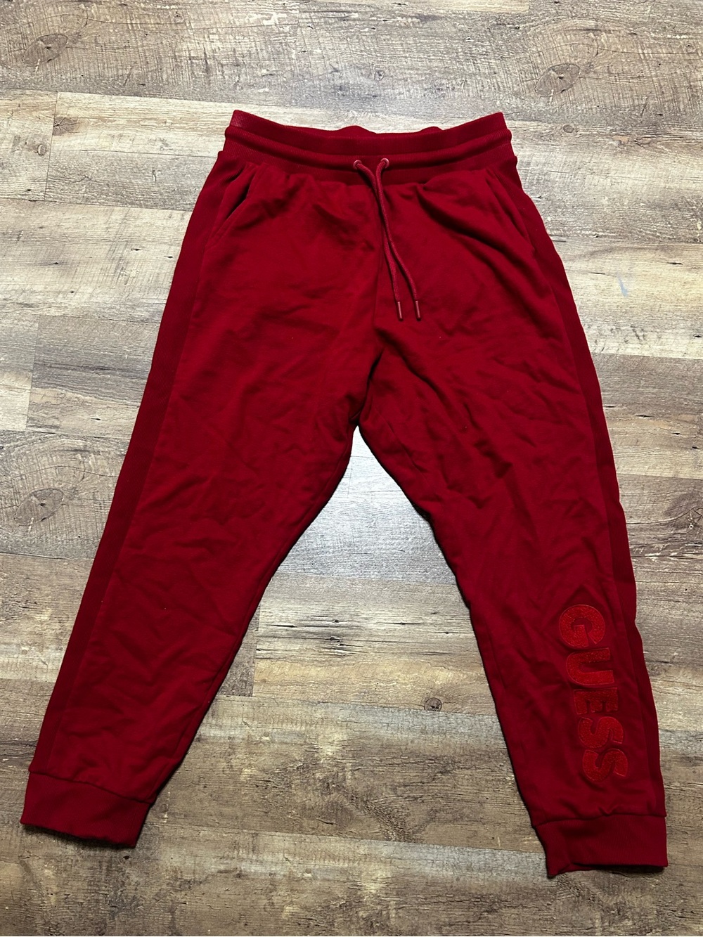 GUESS Red Fleece Joggers with Logo size M